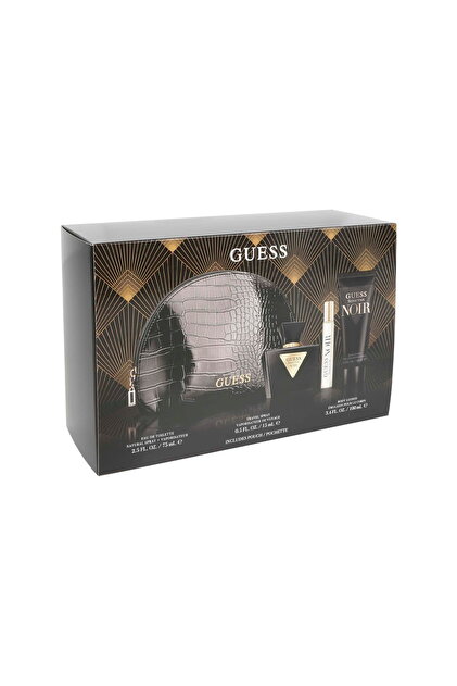 مجموعة من Guess Seductive Noir منتجات للنساء - 75 مل - Eau De Toilette - 100 مل لوشن للجسم - 15 مل ميني مع حقيبة صغيرة