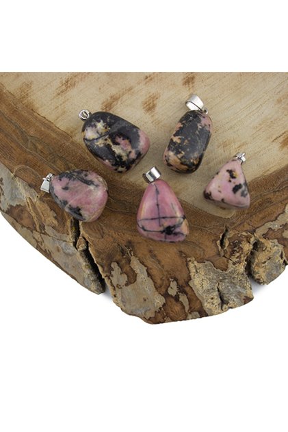 Rodonite Stone Natural Stone Drum Pendant