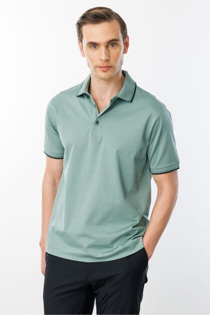 Men's Polo Neck Mercerized T-Shirt Green