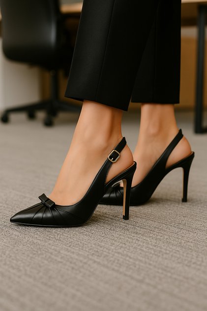 Women's High Heel Shoes Stiletto Black Leather