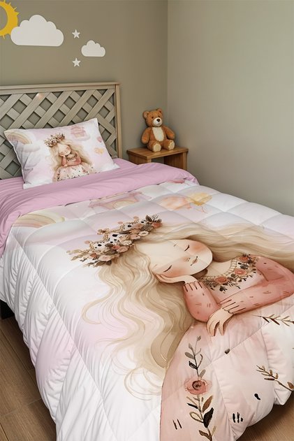 Dream Princess Patterned Single Quilt and Pillowcase