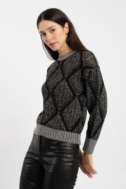 Women's Vita-188 Game Crew Neck Knitwear Sweater Black