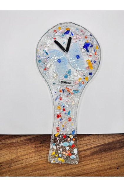 Spoon Holder Glass Butterfly Detailed