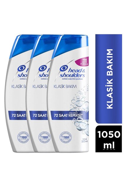 Head & Shoulders 350 ML. 1-1 Klasik Bakım Şampuanı 72 Saat Kepeksiz x 3 Adet