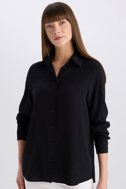 Regular Fit Basic Düz Uzun Kollu Gömlek Z6472az25sp
