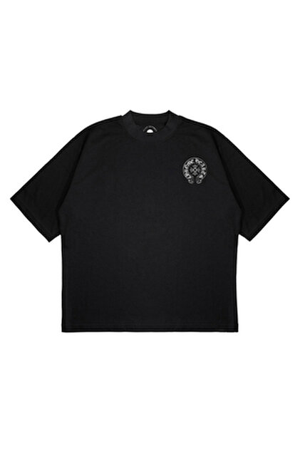 PURE EFFECT Unisex Oversize Chrome Hearts Baskili Baskılı Boxy Fit