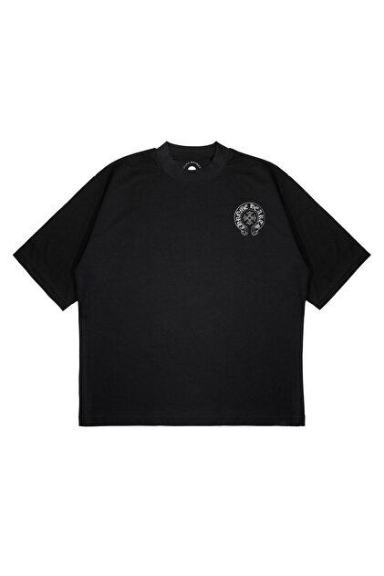 Chrome Hearts ブラック Tシャツ　XXL TRAGEDY Unisex Oversize Chrome Hearts Baskılı Boxy Fit Kalın