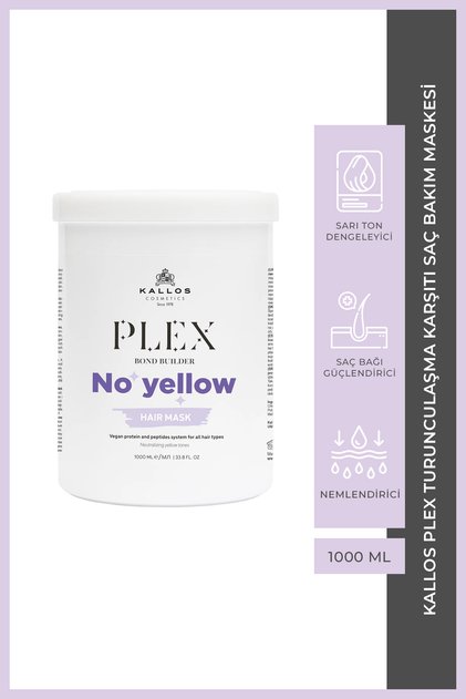 Kallos Plex No Yellow Turunculaşma Karşıtı Saç Bakım Maskesi 1000ml