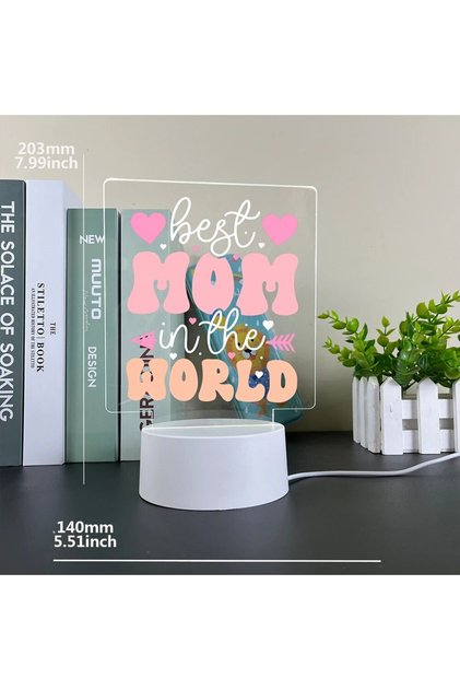 14cmX20cm Whitebase-3color Colorful Print Text Acrylic LED Light For Mom Night Lamp Table Birthday G