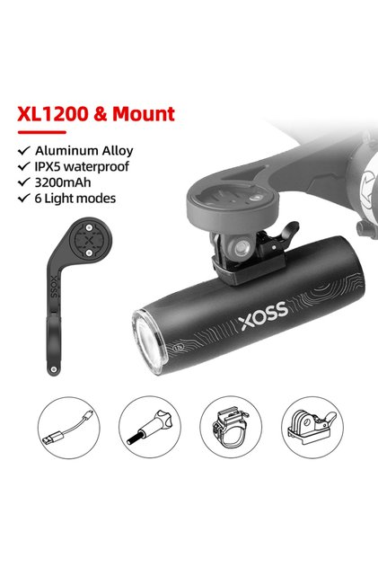 XL1200 n Mount XL1200 Headlight 200-1200 Lm Bike Light Waterproof Rechargeable Front Lamp