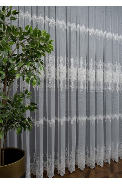 Farbateks Planting Living Room Bohre Tulle Curtain Silk Model Design 3layer Pleated Tulle Curtain