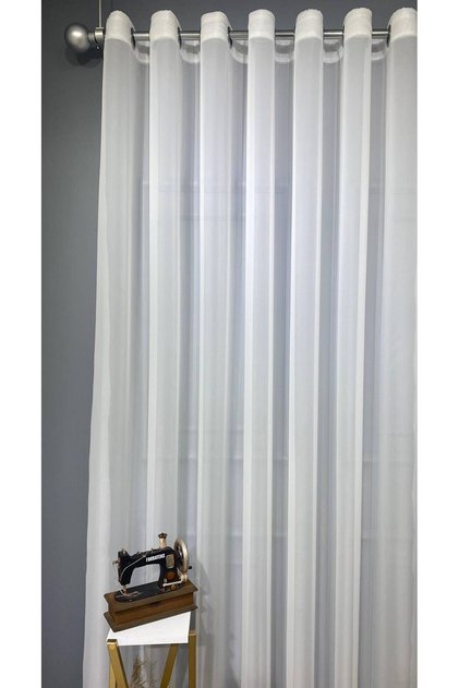 Crop Simple Modern Rustic Eyelet Tulle Curtain