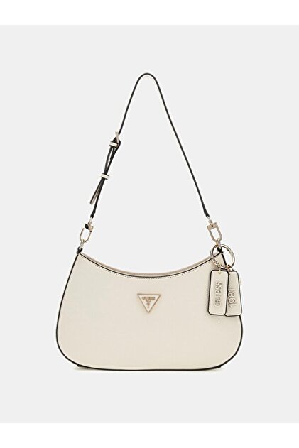 NAA Guess NOELLE TOP ZIP SHOULDER BAG Kadın Ekru Omuz Çantası