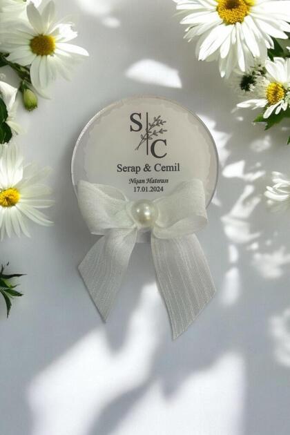 Hediyelen Söz Nişan Düğün Hediyesi Yuvarlak Şeffaf Pleksi Magnet