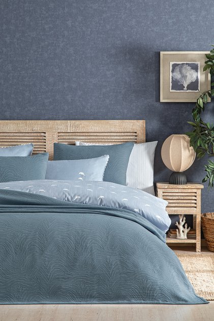 Arch Double Bedspread Set - Indigo