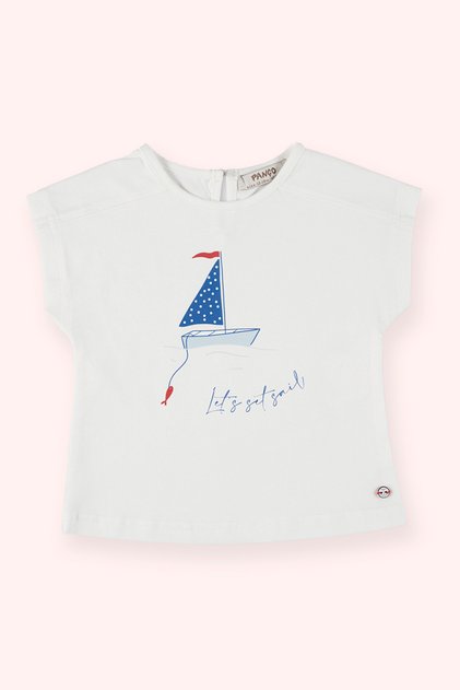 Baby Girl Print Detailed Ecru T-Shirt