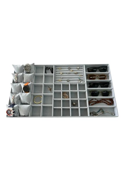 Yerli Üretim Süet Kumaş 70/38 Cm Süet Kaplama Gri Renk Çekmece Içi Takı Düzenleyicisi