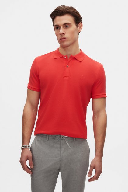 Ds Damat Regular Fit Flamingo Pink 100% Cotton Long Lasting Non-Curling Polo Neck Embroidered T-Shirt