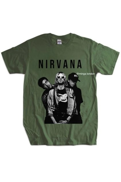 Nirvana Music Group Khaki Color Printed Oversize T-Shirt