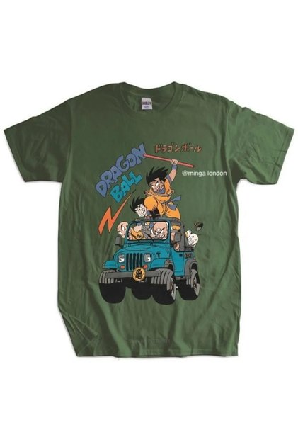 Dragon Ball Chariot Khaki Color Printed Oversize T-Shirt