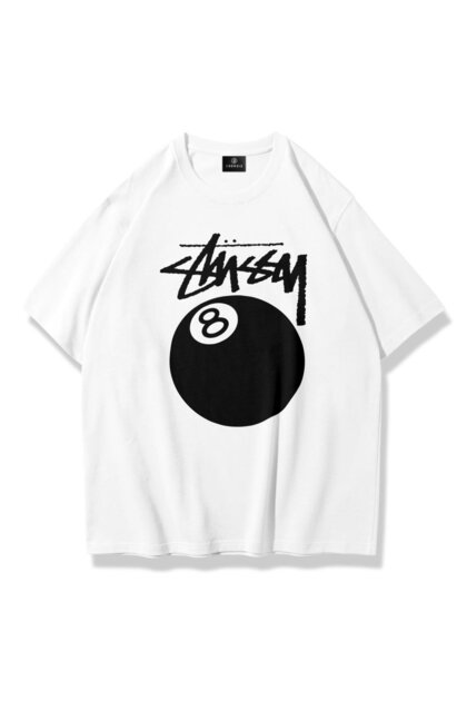Trendiz Unisex Stüssy 8Ball Tshirt Beyaz - Fiyatı, Yorumları