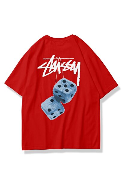 Trendiz Unisex Stüssy Zar Tshirt Kırmızı - Fiyatı, Yorumları