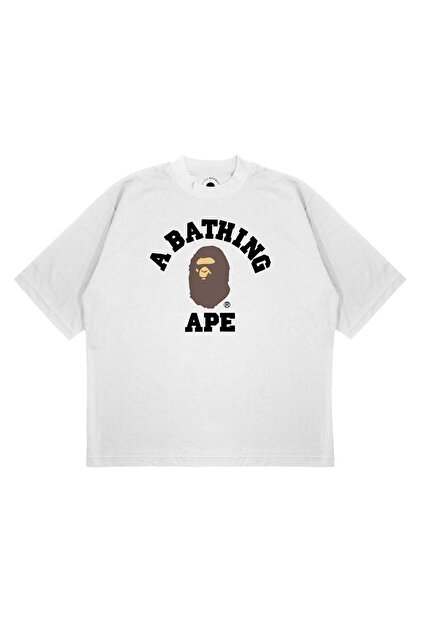 PURE EFFECT Unisex Oversize A Bathıng Ape Baskılı Boxy Fit Kalın