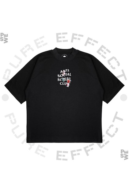 Unisex Oversize Anti Social Social Mixed Print Printed Boxy Fit Thick Fabric (240Gsm) T-Shirt