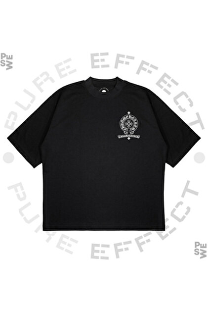 PURE EFFECT Unisex Oversize Chrome Hearts Baskili Baskılı Boxy Fit