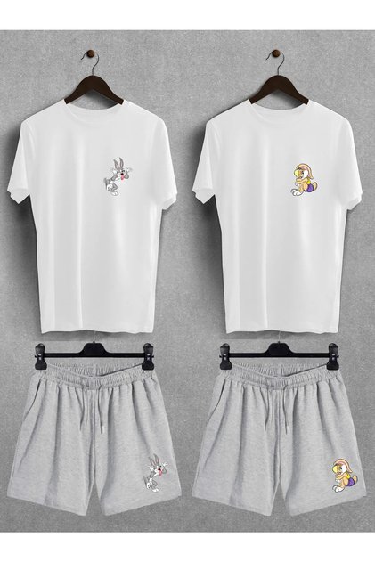 Bugs Bunny Lola Baskılı Oversize Tişört Regular Şort Sevgili Çift Ikili Couple T-shirt Şort Takım