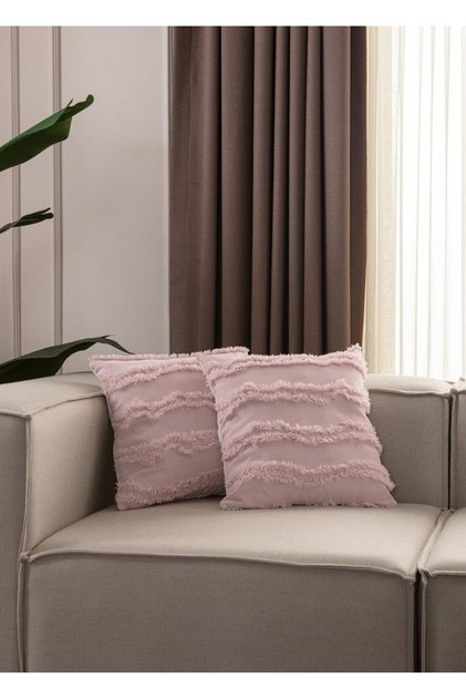 Set de 2 huse de pernă cu detaliu cu ciucuri
