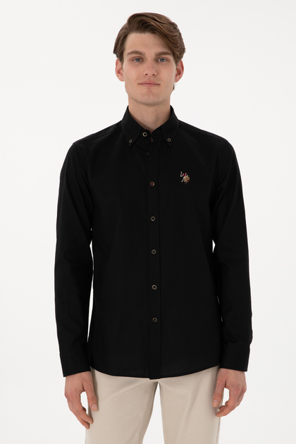 Men's Black Long Sleeve Basic Shirt 50297897-Vr046