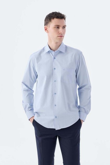 Light Blue Classic Fit Single Pocket Men's Shirt