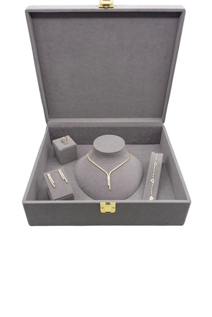 New Domestic Production Linen Fabric Grey Color 35/30/10cm Jewelry Display Storage Box