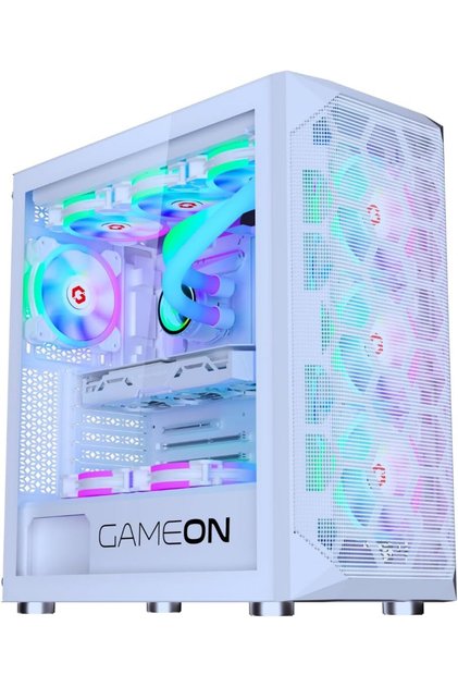علبة ألعاب Emperor Arctic I Series Mid Tower، مزودة بتبريد مُثبت مسبقًا مع 7 مراوح RGB، لون أبيض
