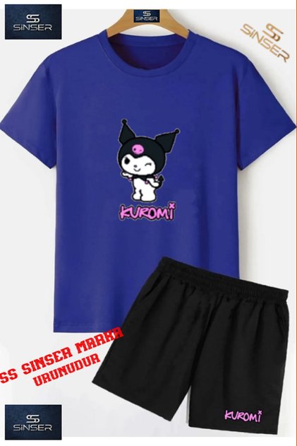 Children's Kuromi Summer Custom Printed Crew Neck T-Shirt - Shorts Set