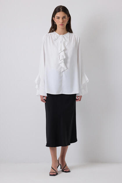 Chiffon Bluz with Ruffle Detail
