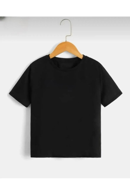 Children's Simple Solid Black Tshirt