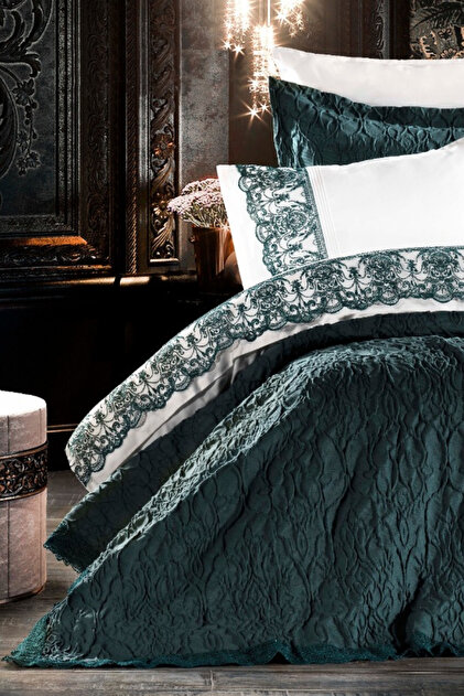 ZEBRA CASA Norsia Petrol Çift Kişilik Nevresim Pike Seti - Fiyatı