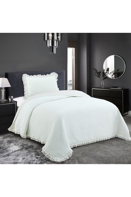 Single Ruffled Checkered Bedspread