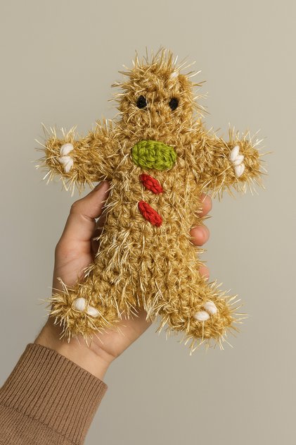 Gingerbread Man - Handmade Cat and Dog Toy with Sound