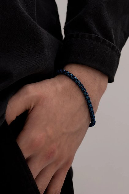 Men's Steel Bracelet - 4mm Polo Men's Thin Model Blue Color for Lover, Wife, Father
