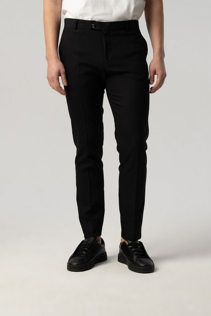Italian Cut Black Fabric Trousers 1018-04