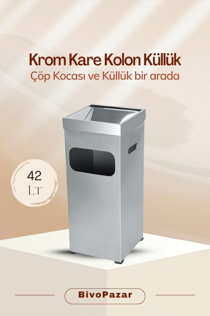 Kare Kolon Küllük - Kare Bahçe Çöp Kovası - Bahçe Küllük (66 CM X 25 CM X 25 CM =42 LT)