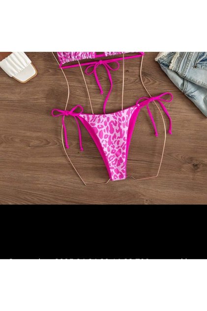 Pembe zebra desenli bikini altı