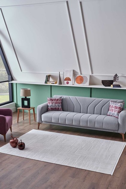 Viera 15594 Krem Modern Salon Halısı Oturma Odası Halısı