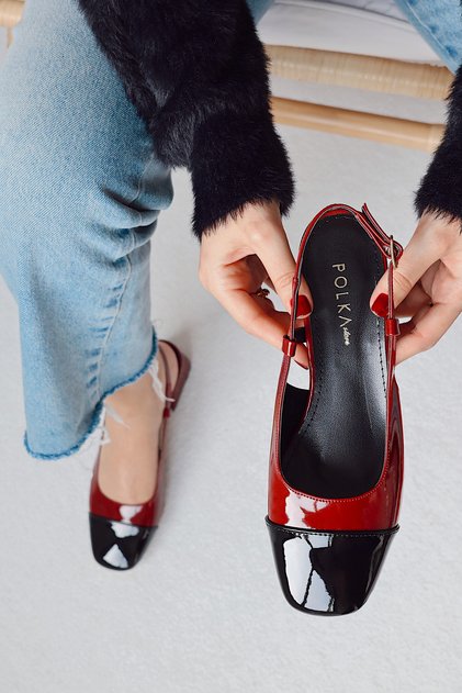 Balance Mascaret Detailed Open Back Square Toe Helmet Women's Mary Jane Short Block Heeled Shoes