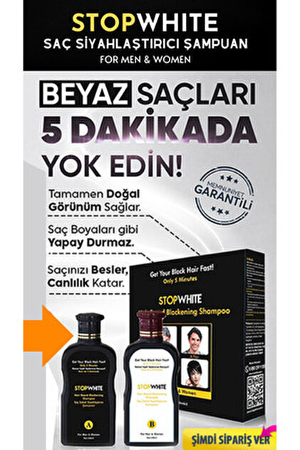 STOP WHITE Stopwhite Saç Sakal Siyahlaştırıcı Şampuan Seti 400 ml