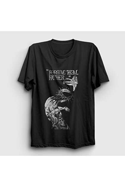 Presmono Unisex Siyah Forgive Them Father Jesus Jojo T-Shirt