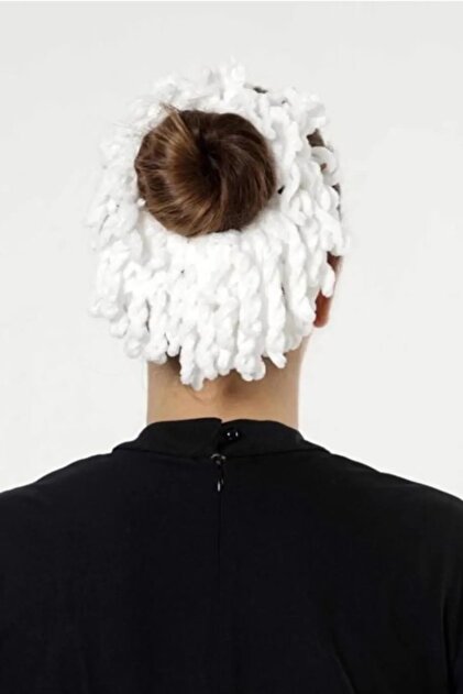 White Velvet Bun Buckle Plump Elastic Hijab Women's Accessory Buckle